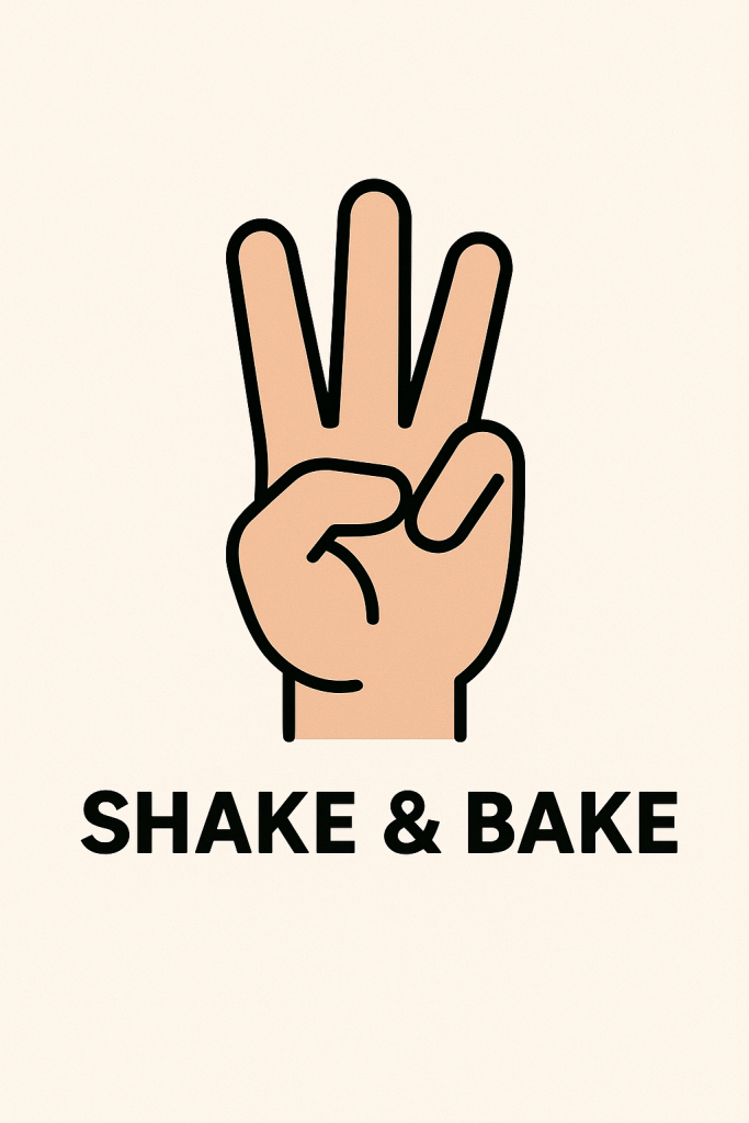 diagram of a hand sign to signal your doubles partner in pickleball that you want to execute the 'shake and bake' strategy
