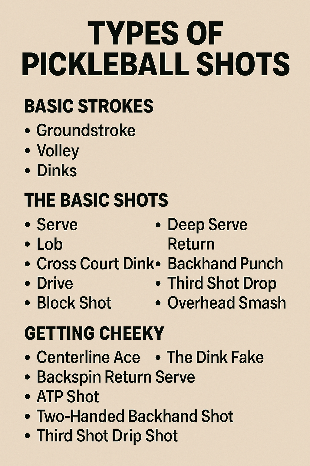 Types of shots played in Pickleball explained